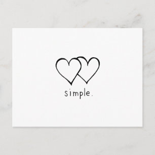 Two Hearts - Simple love - fresh line drawing art Postcard