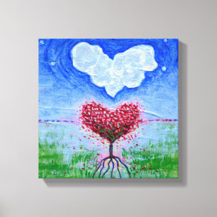 Two Hearts Surrealist Art Canvas Print