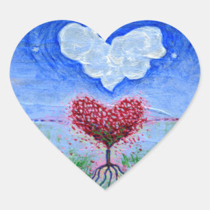 Two Hearts Surrealist Art Heart Sticker