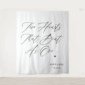 Two Hearts That Beat As One Wedding Backdrop Tapestry