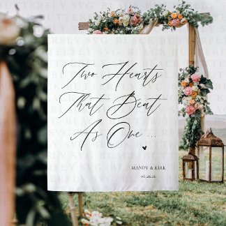 Two Hearts That Beat As One Wedding Backdrop Tapestry