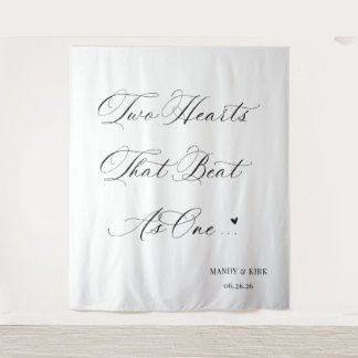 Two Hearts That Beat As One Wedding Backdrop Tapestry