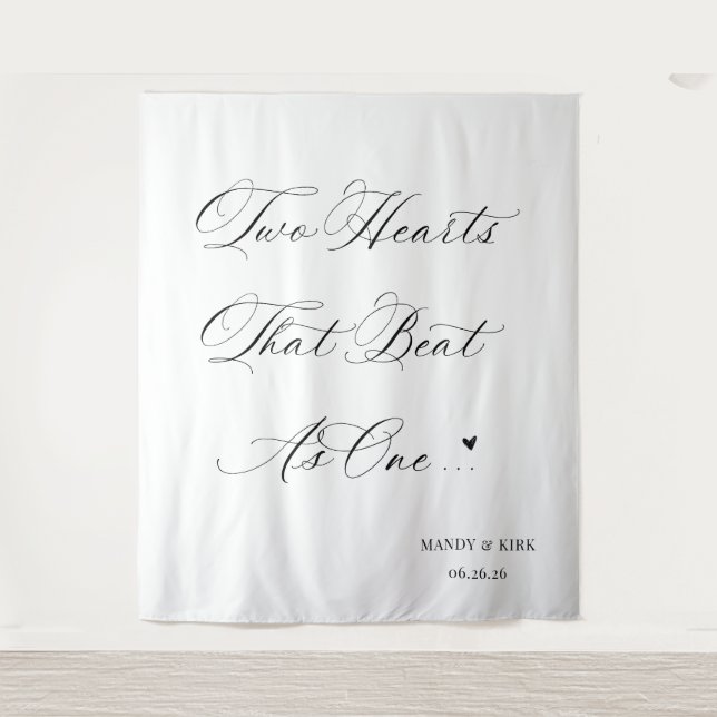 Two Hearts That Beat As One Wedding Backdrop  Tapestry (Front)