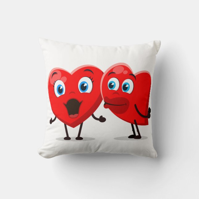 Two Hearts Throw Pillow (Front)