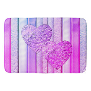 two hearts together pattern with shine bath mat