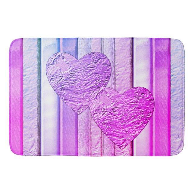 two hearts together pattern with shine bath mat (Front)