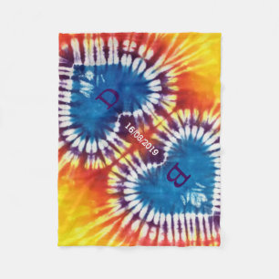 Two Hearts Together Tie Dye Wedding Personalised Fleece Blanket