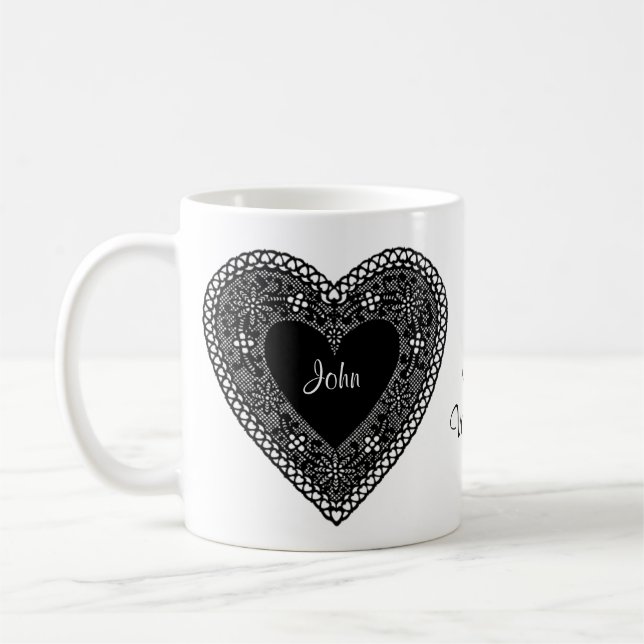 Two Hearts-Two Names Be My Valentine Coffee Mug (Left)