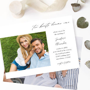Two Hearts Two Photo Calligraphy Wedding Invitation