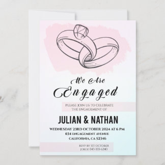 Two Hearts, Two Rings Engage A Promise of Forever Invitation