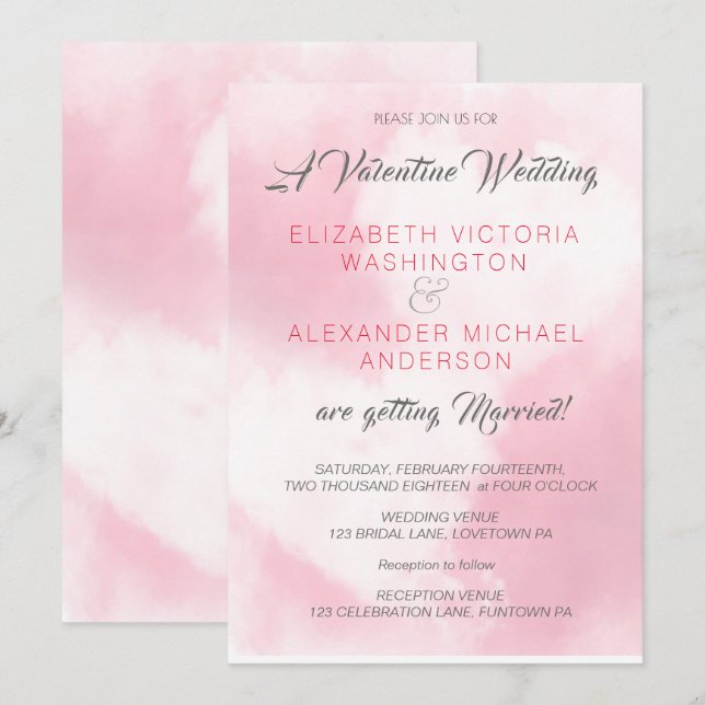 Two Hearts/Valentines Theme/ Wedding Invitation (Front/Back)