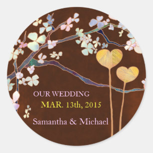 Two Hearts Wedding Invitation Sticker