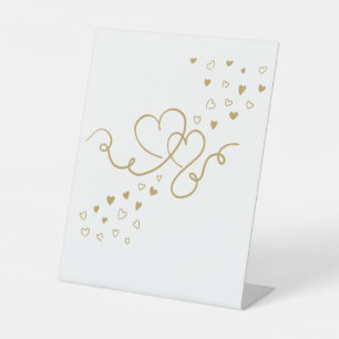 two hearts wedding pedestal sign