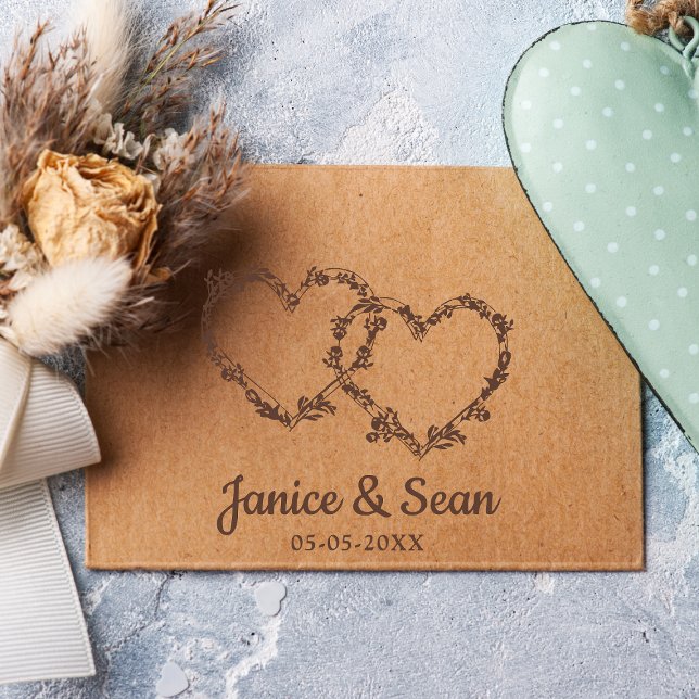 Two Hearts with Branches & Wildflowers Rubber Stamp (Creator Uploaded)