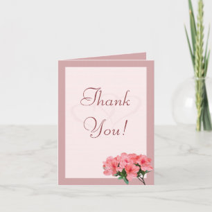 Two Hearts with Pink Border Wedding Thank You Card