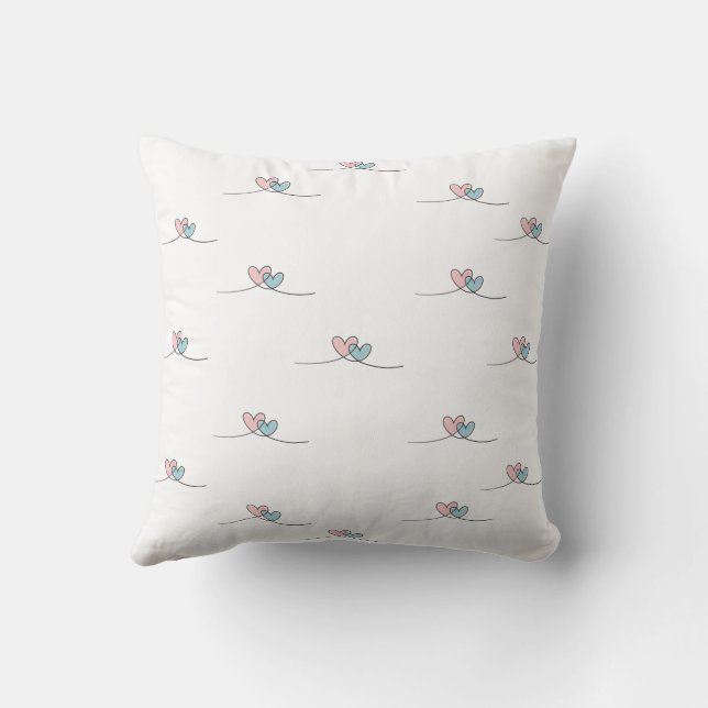 Two hearts with wings, one red and one blue cushion (Back)