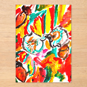 Two hedgehogs play autumn . acrylic invitations