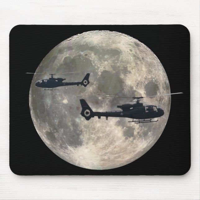 two helicopters silhouetted by a full moon mouse mat (Front)