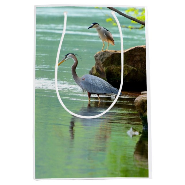 Two Herons by the River Medium Gift Bag (Front)