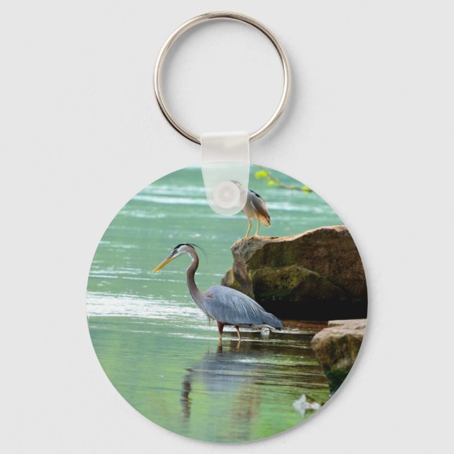 Two Herons Fishing Key Ring (Front)
