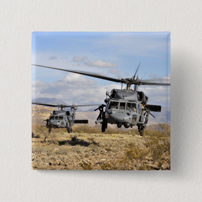 Two HH-60 Pavehawk helicopters preparing to lan 15 Cm Square Badge (Front)