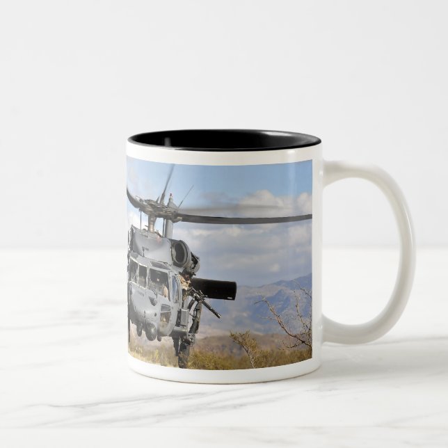Two HH-60 Pavehawk helicopters preparing to lan Two-Tone Coffee Mug (Right)