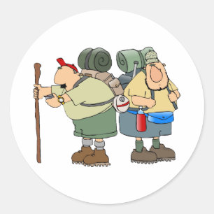 Two Hikers Hiking Stickers