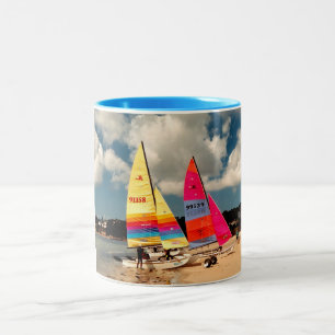 Two Hobie sailing boats Two-Tone Coffee Mug