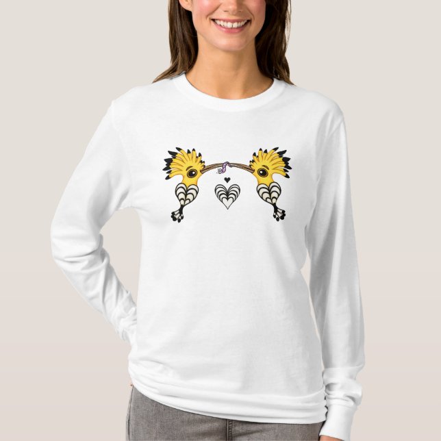 Two Hoopoe Birds and a Worm T-Shirt (Front)