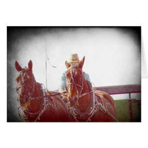 Two Horse Amish Team Faux Vintage
