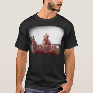 Two Horse Amish Team Faux Vintage T-Shirt