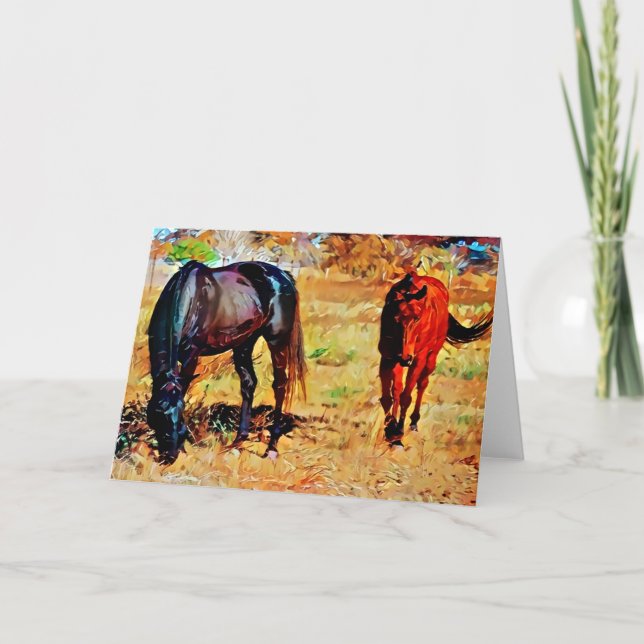 Two Horse Friends Painted Art Card (Front)