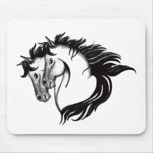 Two Horse Heads Mouse Mat