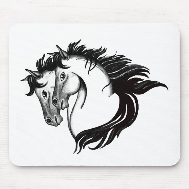 Two Horse Heads Mouse Mat (Front)
