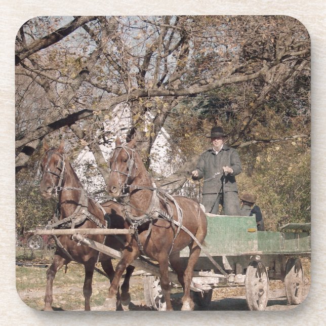 Two Horse Team and Wagon Coaster (Front)