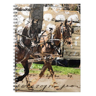 Two Horse Team Mixed Media Collage Notebook