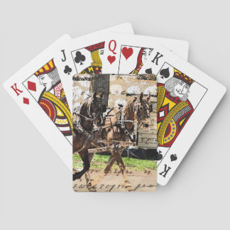 Two Horse Team Mixed Media Collage Playing Cards