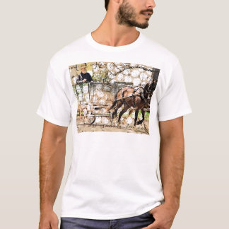 Two Horse Team Mixed Media Collage T-Shirt