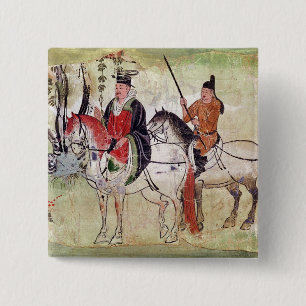 Two Horsemen in a Landscape 15 Cm Square Badge