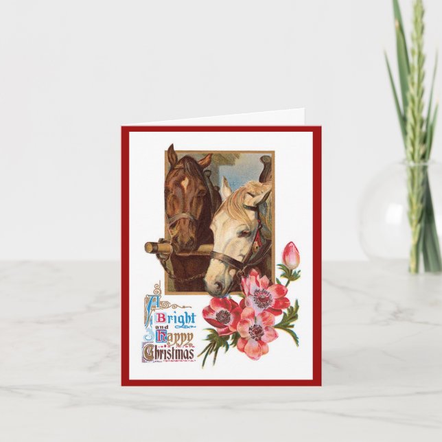 Two Horses - A Bright and Happy Christmas Card (Front)