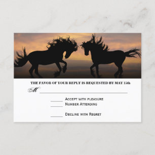 Two Horses at Sunset Country Wedding RSVP Cards