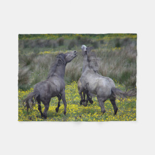 Two Horses Buck and Play Fleece Blanket