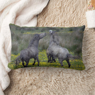 Two Horses Buck and Play Lumbar Cushion