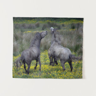 Two Horses Buck and Play Tapestry