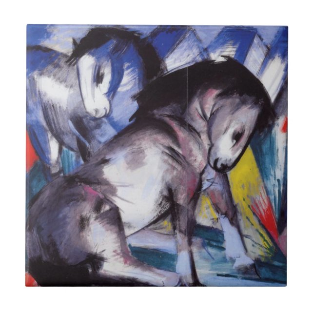 Two Horses (by Franz Marc) Tile (Front)