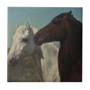 Two Horses by Rosa Bonheur Tile