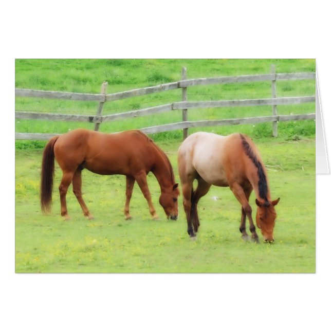 Two Horses Grazing (Front Horizontal)