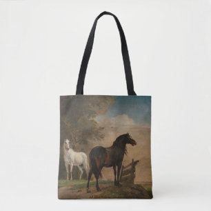 Two Horses in a Meadow Near a Gate (Paulus Potter) Tote Bag