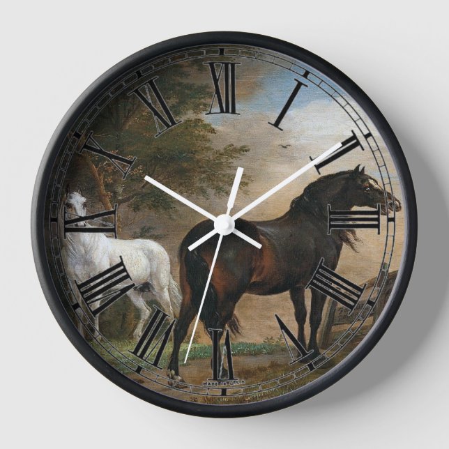 Two Horses in pasture Clock (Front)