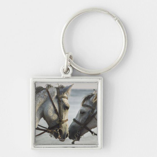 Two horses meeting. key ring (Front)